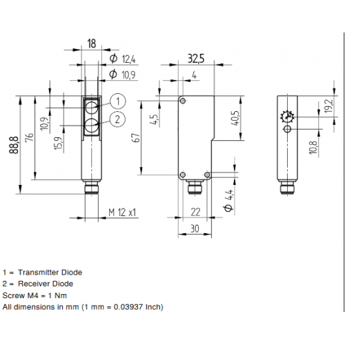 YN33PA3 Optický reflexný snímač  s potlačním pozadím